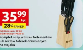 Komplet noży w bloku 6 elementów lub zestaw 6 desek drewnianych na stojaku