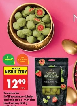 Truskawka liofilizowana w białej czekoladzie z matcha Biedronka