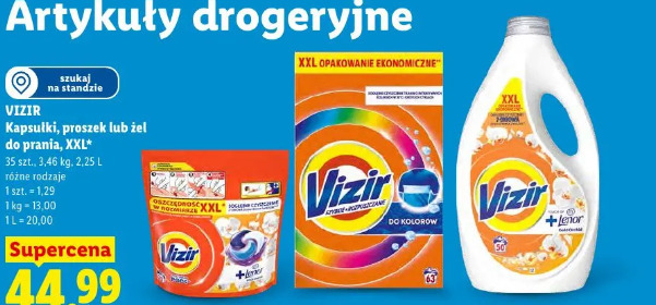 Vizir kapsułki, proszek lub żel do prania, XXL