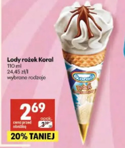 Lody rożek Koral