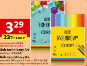 Blok techniczny A4 kolorowy, 10 kartek Blok rysunkowy A4 kolorowy, 20 kartek