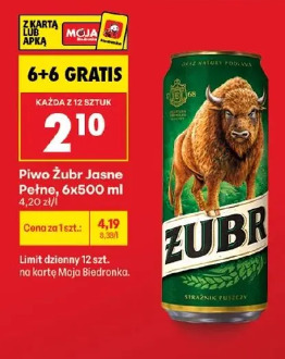Piwo Żubr Jasne Pełne 6x500 ml