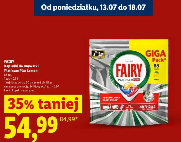 Fairy kapsułki do zmywarki Platinum Plus Lemon