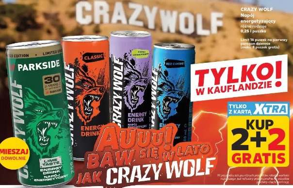Crazy Wolf napój energetyzujący różne rodzaje