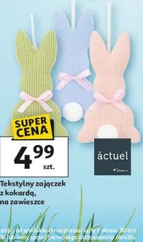 Tekstylny zajączek z kokardą, na zawieszce