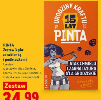 Pinta Zestaw 3 piw ze szklanką i podkładkami