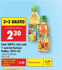 Sok 100% lub sok + woda Kubuś Baby, 300 ml
