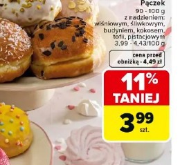Pączek z nadzieniem: wiśniowym, śliwkowym, budyniem, kokosem, toffi, pistacjowym