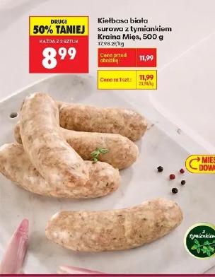 Kiełbasa biała surowa z tymiankiem Kraina Mięs