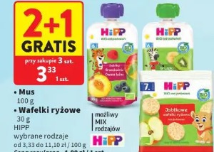 Hipp mus, wafelki ryżowe