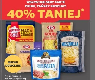 Wszystkie sery tarte drugi tańszy 40%taniej