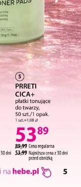 PRRETI CICA+ płatki tonizujące do twarzy