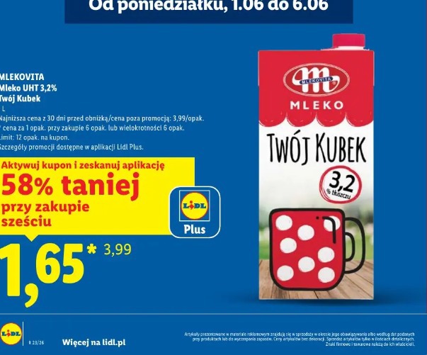 Mlekovita Mleko UHT 3,2% Twój Kubek