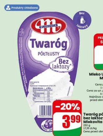 Twaróg półtłusty bez laktozy Mlekovita