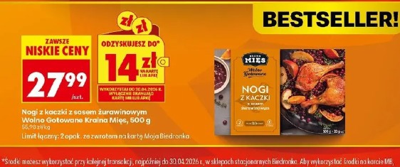 Nogi z kaczki z sosem żurawinowym Wolno Gotowane Kraina Mięs