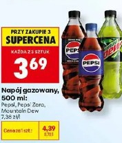 Napój gazowany, 500 ml: Pepsi, Pepsi Zero, Mountain Dew