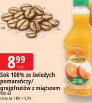 Sok 100% ze świeżych pomarańczy/grejpfrutów z miąższem Jafaden