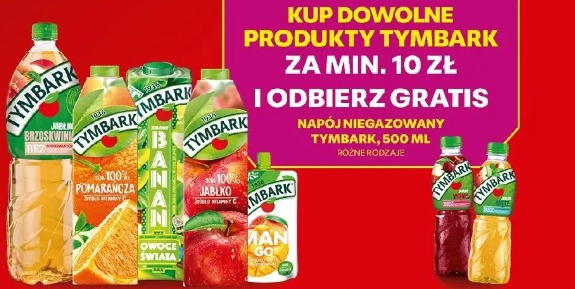 Kup dowolne produkty Tymbark za min. 10 zł i odbierz gratis napój niegazowany Tymbark, 500 ml