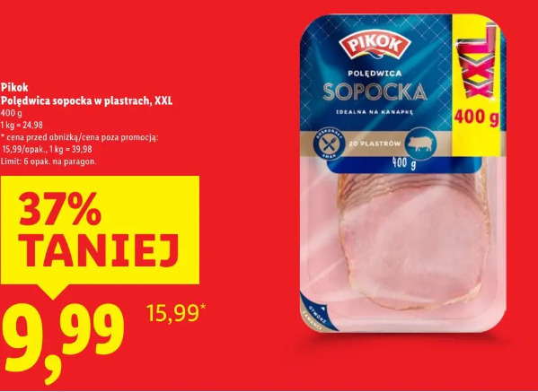 Pikok Polędwica sopocka w plastrach, XXL