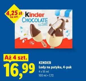 Kinder Chocolate lody na patyku, 4-pak