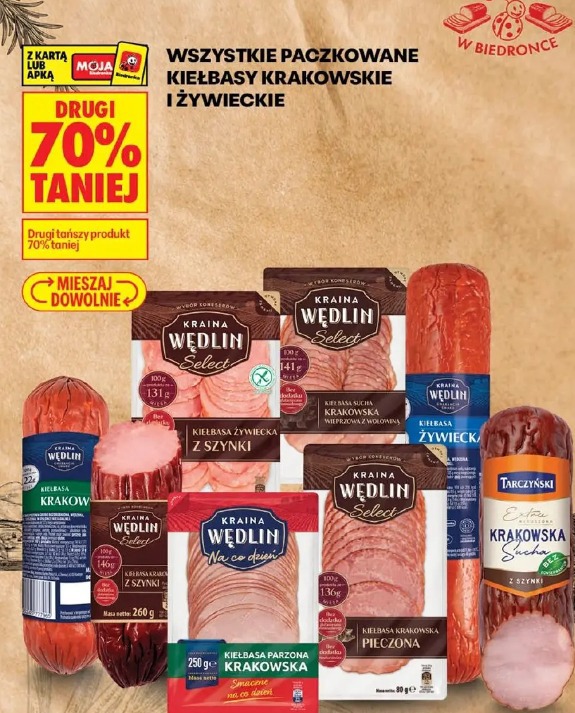 Wszystkie paczkowane kiełbasy krakowskie i żywieckie