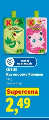 Kubuś Mus owocowy Pokémon różne rodzaje