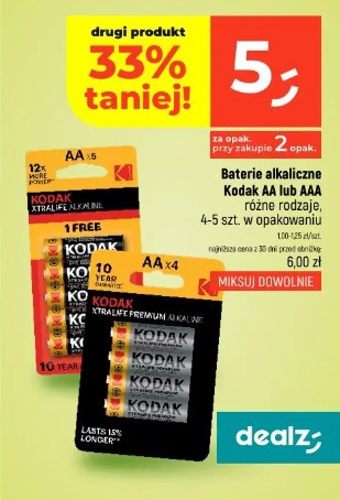Baterie alkaliczne Kodak AA lub AAA