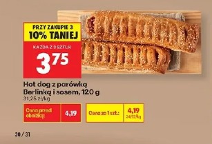 Hot dog z parówką Berlinką i sosem