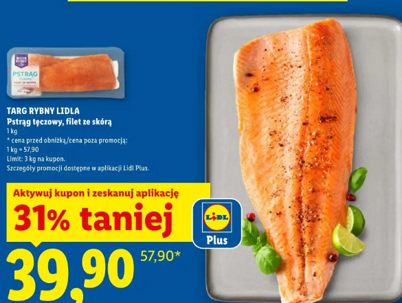 Targ Rybny Lidla Pstrąg tęczowy, filet ze skórą