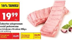 Żeberka wieprzowe paski pakowane próżniowo Kraina Mięs