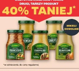Wszystkie musztardy Kamis drugi, tańszy produkt 40% taniej