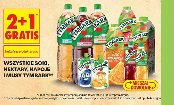 Wszystkie soki, nektary, napoje i musy tymbark
