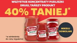 Wszystkie koncentraty Pudliszki drugi, tańszy produkt 40% taniej