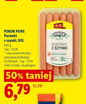 Pikok Pure Parówki z szynki XXL