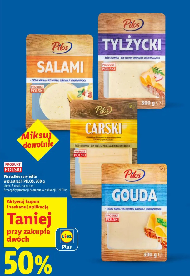 Wszystkie sery żółte w plastrach Pilos