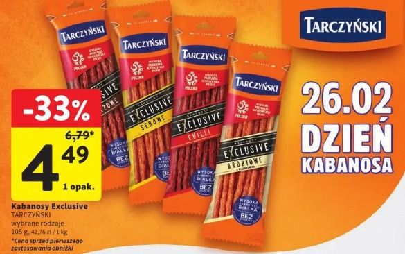 Kabanosy Exclusive Tarczyński wybrane rodzaje