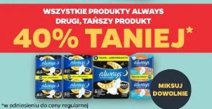 Wszystkie produkty Always drugi, tańszy produkt