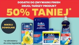 Dodatki do zmywarki Finish drugi, tańszy produkt 50% taniej