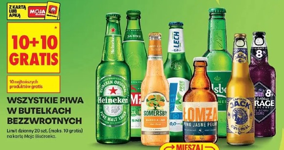 Wszystkie piwa w butelkach bezzwrotnych 10+10