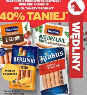 Wszystkie parówki Tarczyński, Berlinki i Krakus drugi, tańszy produkt
