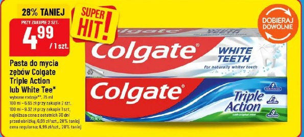 Pasta do mycia zębów Colgate Triple Action lub White Tee