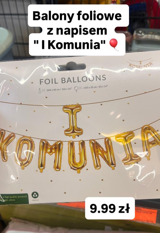 Balony foliowe z napisem I Komunia