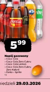 Napój gazowany Coca-Cola, Coca-Cola Zero Cukru, Coca-Cola Lemon, Fanta, Fanta Zero Cukru, Sprite, Sprite Zero Cukru