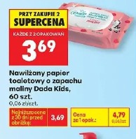 Nawilżany papier toaletowy o zapachu maliny Dada Kids, 60 szt.
