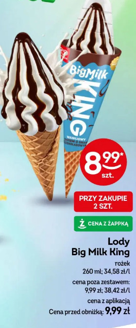 Lody Big Milk King rożek