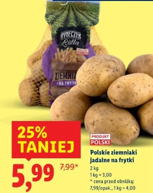 Polskie ziemniaki jadalne na frytki