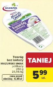 Twaróg bez laktozy MAZURSKI SMAK półtłusty