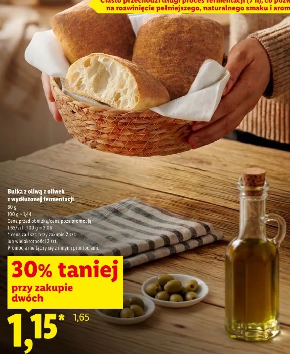 Bułka z oliwą z oliwek z wydłużonej fermentacji