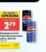 Napój gazowany Pepsi lub Pepsi zero cukru