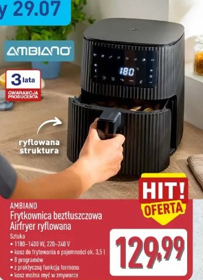 Ambiano Frytkownica beztłuszczowa Airfryer ryflowana